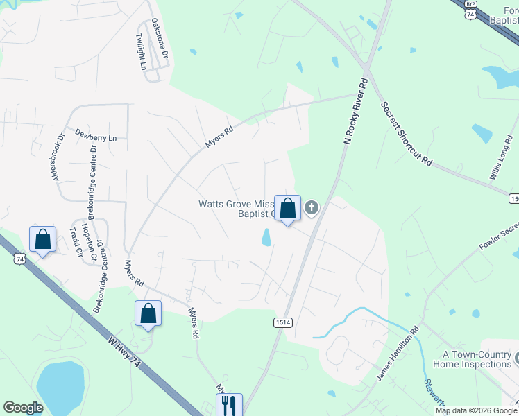 map of restaurants, bars, coffee shops, grocery stores, and more near 4225 Chatterleigh Drive in Monroe