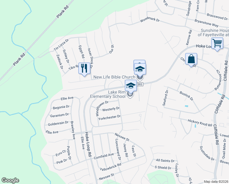 map of restaurants, bars, coffee shops, grocery stores, and more near 1506 Hoke Loop Road in Fayetteville