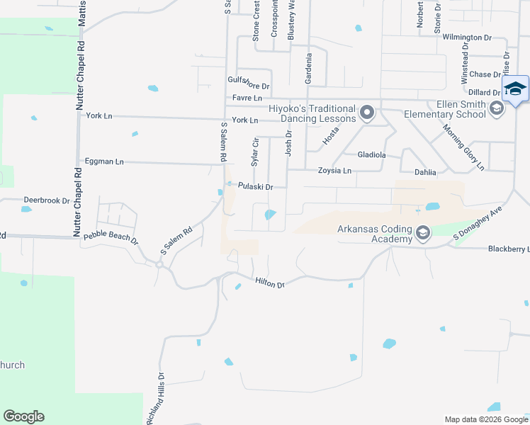 map of restaurants, bars, coffee shops, grocery stores, and more near 1875 Pecan Creek Drive in Conway