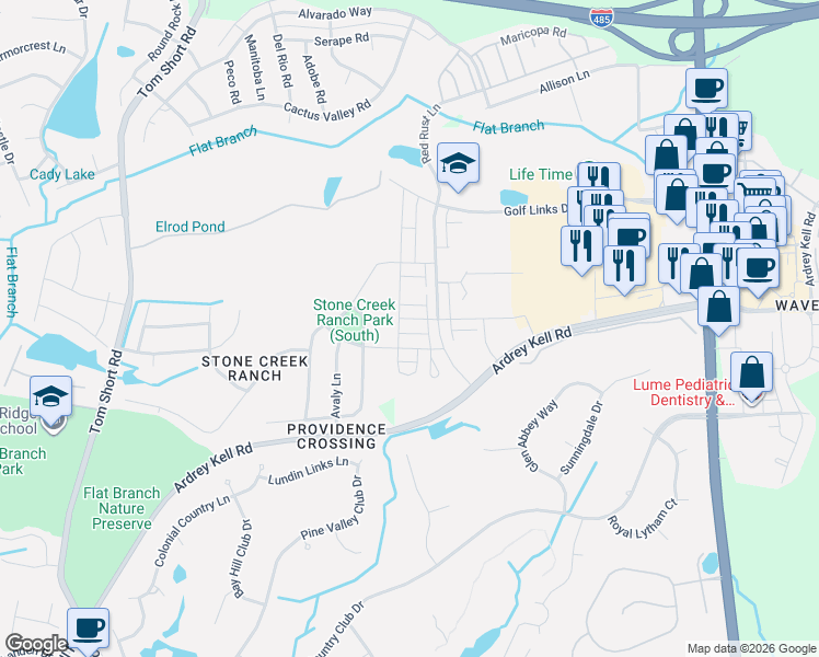 map of restaurants, bars, coffee shops, grocery stores, and more near in Charlotte