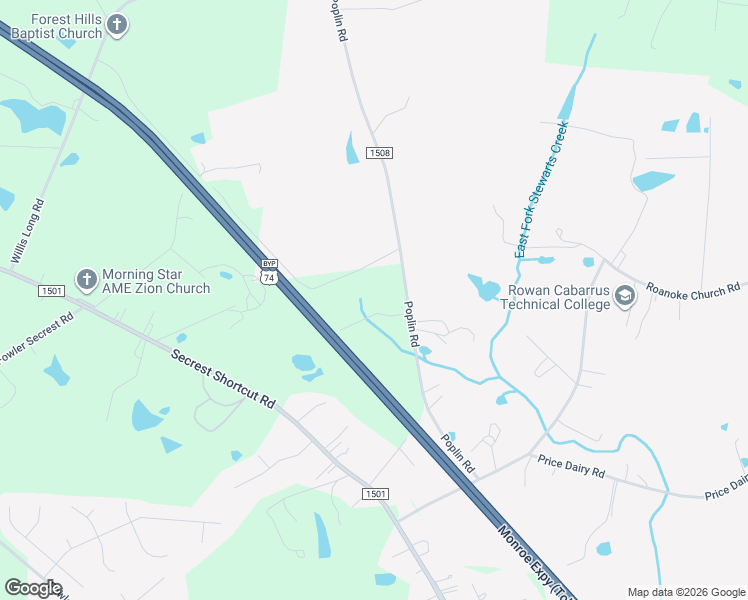 map of restaurants, bars, coffee shops, grocery stores, and more near 1404 Clear Creek Lane in Monroe