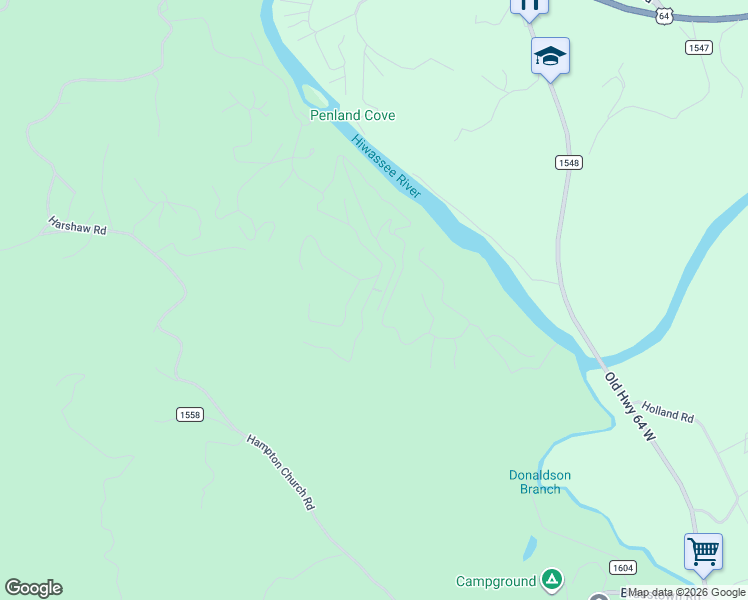 map of restaurants, bars, coffee shops, grocery stores, and more near 389 Brasstown View Road in Murphy