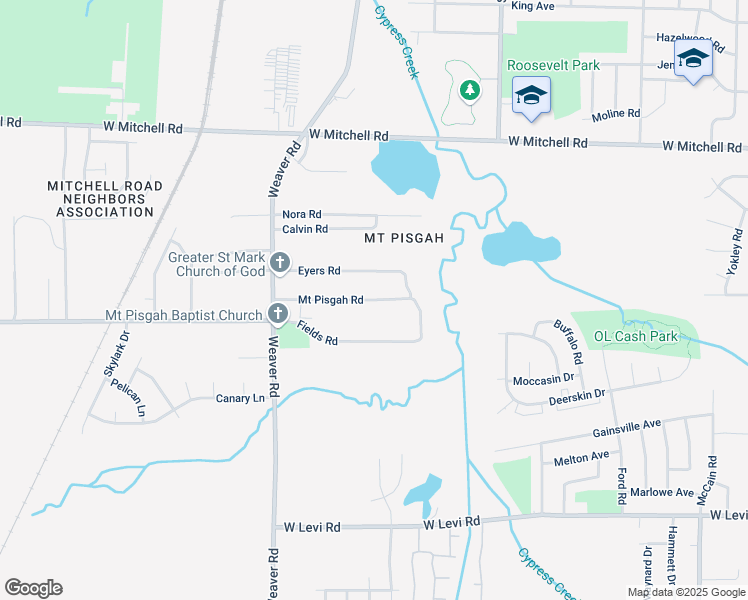 map of restaurants, bars, coffee shops, grocery stores, and more near Mount Pisgah Road in Memphis