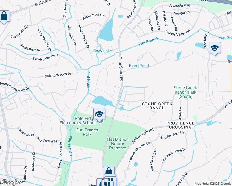 map of restaurants, bars, coffee shops, grocery stores, and more near 11519 Blue Grove Road in Charlotte