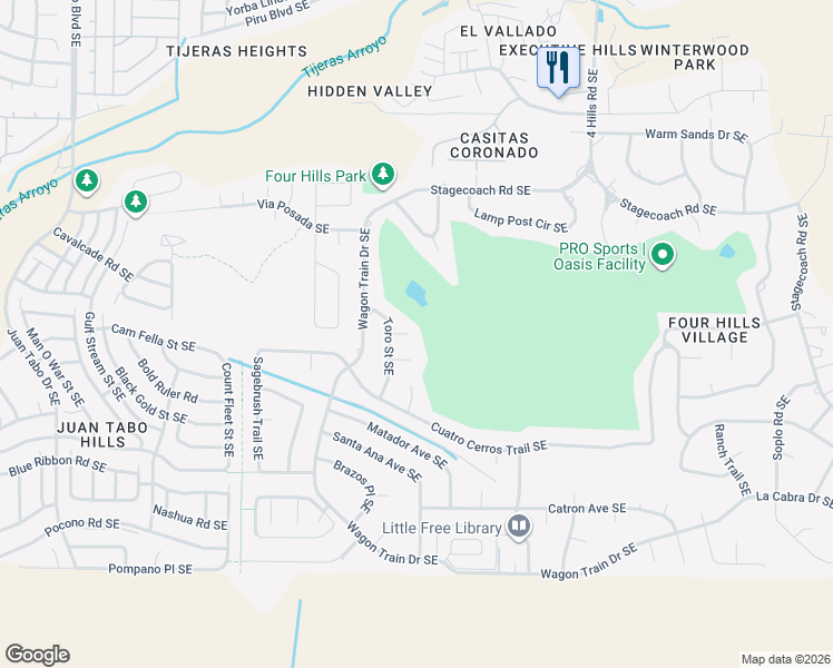 map of restaurants, bars, coffee shops, grocery stores, and more near 816 Oveja Court Southeast in Albuquerque