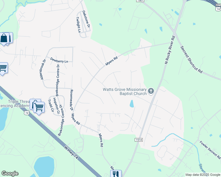 map of restaurants, bars, coffee shops, grocery stores, and more near 4211 Mara Lane in Monroe