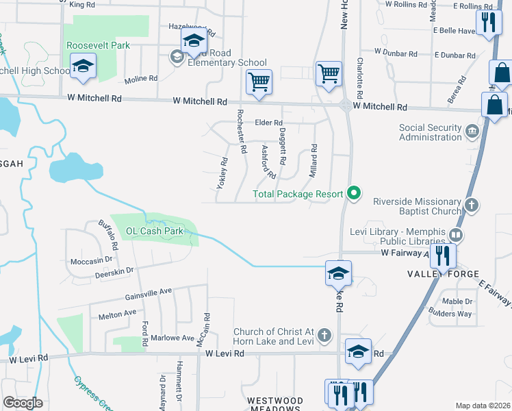 map of restaurants, bars, coffee shops, grocery stores, and more near 325 Glencoe Road in Memphis