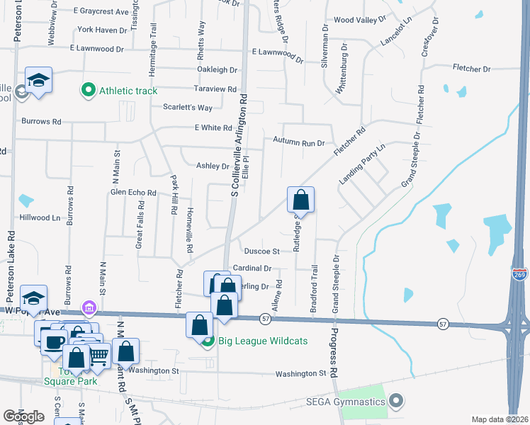 map of restaurants, bars, coffee shops, grocery stores, and more near 388 Collierville Arlington Road in Collierville