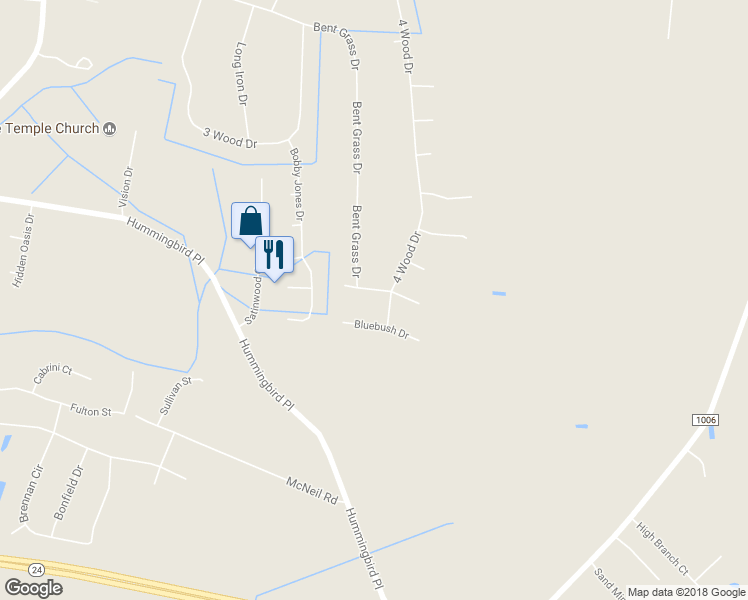 map of restaurants, bars, coffee shops, grocery stores, and more near 4420 Grip Drive in Fayetteville