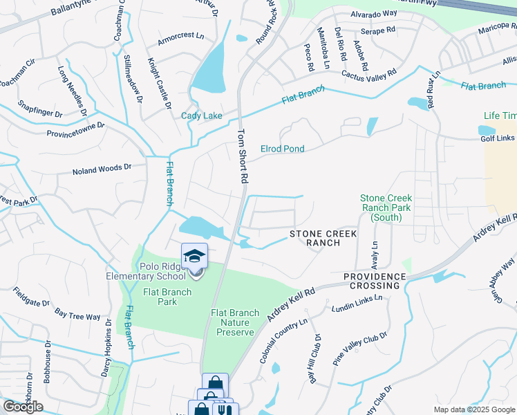 map of restaurants, bars, coffee shops, grocery stores, and more near 4905 Hawk Shadow Lane in Charlotte