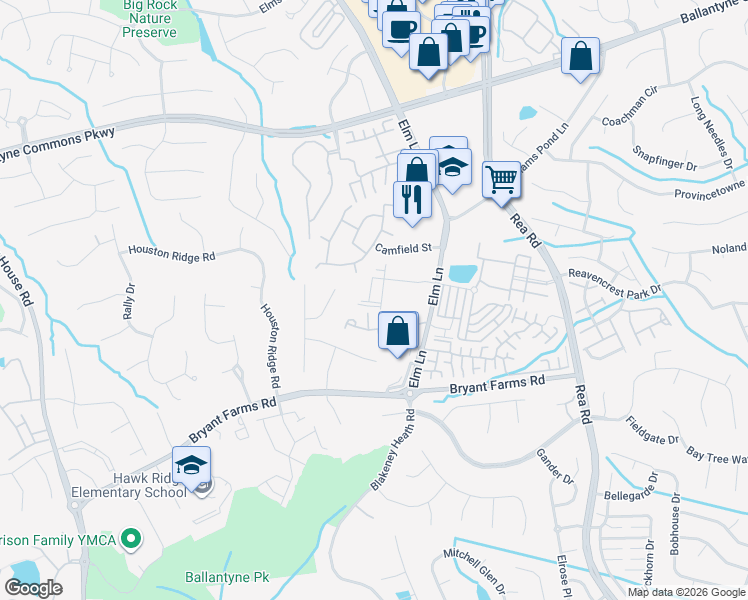 map of restaurants, bars, coffee shops, grocery stores, and more near in Charlotte