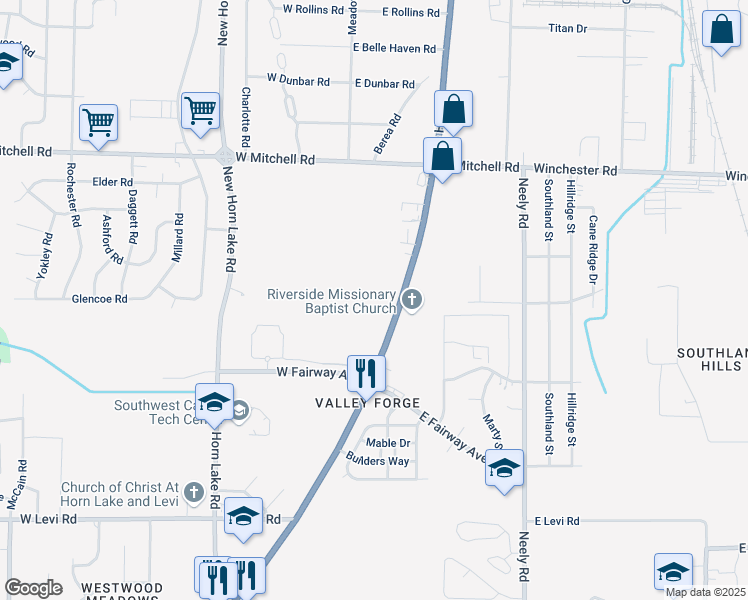 map of restaurants, bars, coffee shops, grocery stores, and more near 3571 South 3rd Street in Memphis