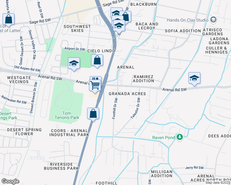 map of restaurants, bars, coffee shops, grocery stores, and more near 1911 Foothill Dr SW in Albuquerque