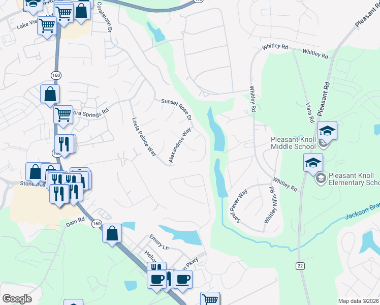 map of restaurants, bars, coffee shops, grocery stores, and more near 6126 Morning Mist End in Fort Mill