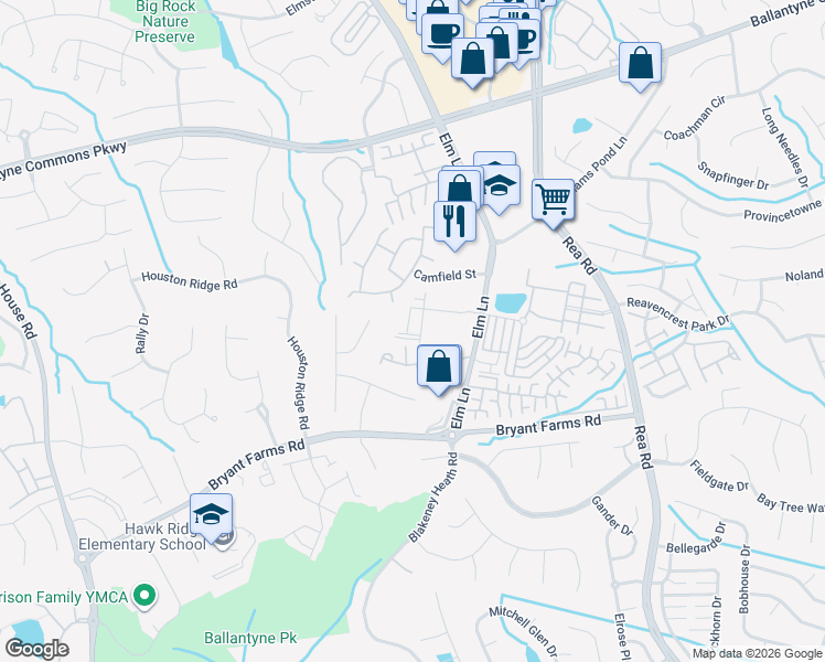 map of restaurants, bars, coffee shops, grocery stores, and more near in Charlotte