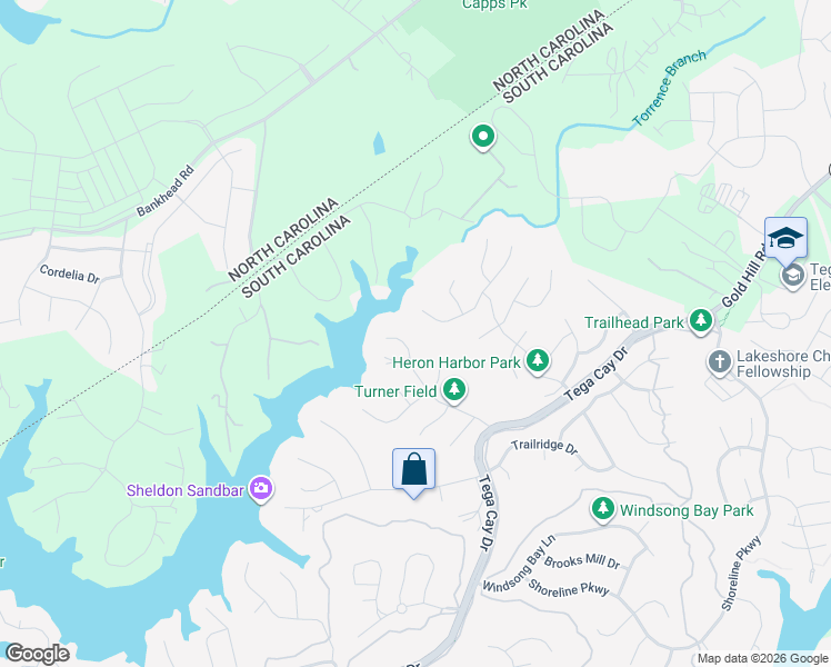 map of restaurants, bars, coffee shops, grocery stores, and more near 11173 Watertrace Drive in Fort Mill