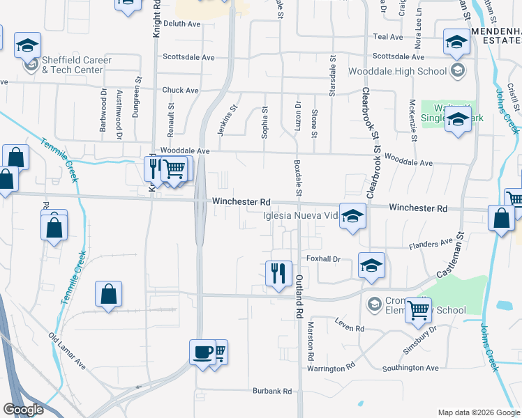 map of restaurants, bars, coffee shops, grocery stores, and more near 4784 James Kent Court in Memphis