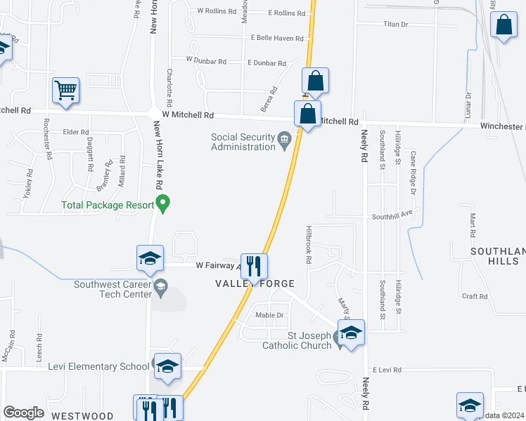 map of restaurants, bars, coffee shops, grocery stores, and more near 3571 South 3rd Street in Memphis