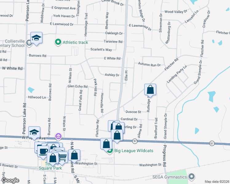 map of restaurants, bars, coffee shops, grocery stores, and more near 380 Taylors Way in Collierville