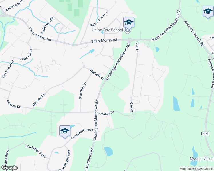 map of restaurants, bars, coffee shops, grocery stores, and more near 4403 Weddington Matthews Road in Matthews