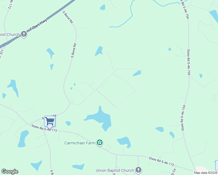 map of restaurants, bars, coffee shops, grocery stores, and more near 2338 Cabe Road in Clover