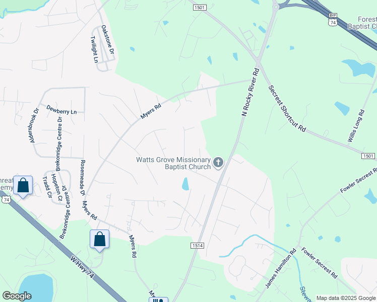 map of restaurants, bars, coffee shops, grocery stores, and more near 4304 Chatterleigh Drive in Monroe