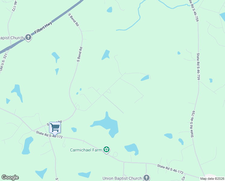 map of restaurants, bars, coffee shops, grocery stores, and more near 2338 Cabe Road in Clover