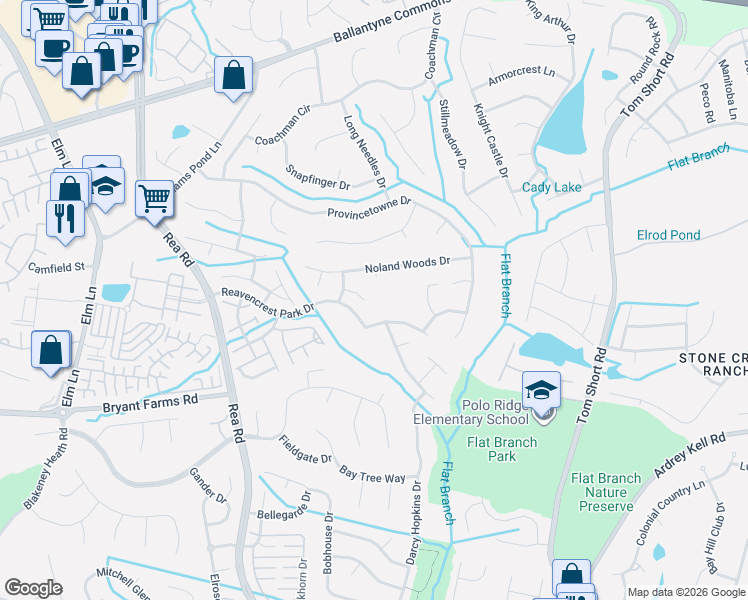 map of restaurants, bars, coffee shops, grocery stores, and more near in Charlotte