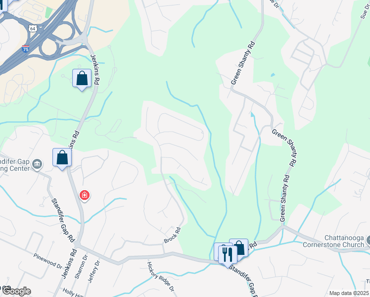 map of restaurants, bars, coffee shops, grocery stores, and more near 7950 Chianti Way in Chattanooga