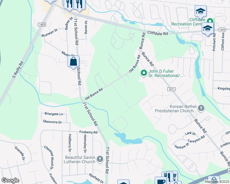 map of restaurants, bars, coffee shops, grocery stores, and more near 3741 Badin Lake Lane in Fayetteville