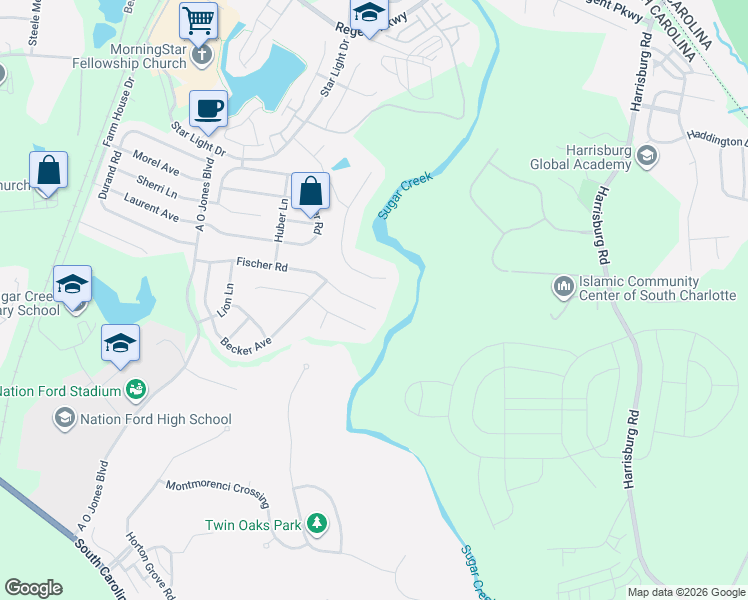 map of restaurants, bars, coffee shops, grocery stores, and more near 942 Abilene Lane in Fort Mill