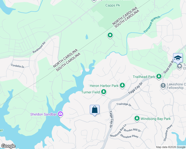map of restaurants, bars, coffee shops, grocery stores, and more near 12041 Spinnaker Drive in Fort Mill