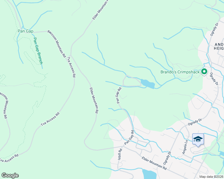 map of restaurants, bars, coffee shops, grocery stores, and more near 756 Pan Gap Road in Chattanooga