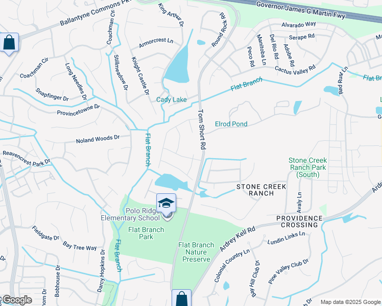 map of restaurants, bars, coffee shops, grocery stores, and more near 11406 Blue Grove Road in Charlotte