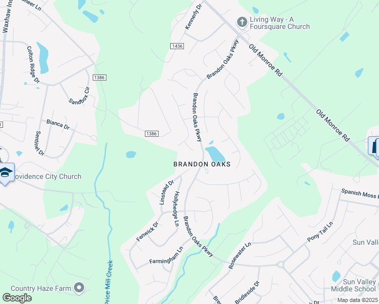 map of restaurants, bars, coffee shops, grocery stores, and more near 1201 Briarmore Drive in Indian Trail