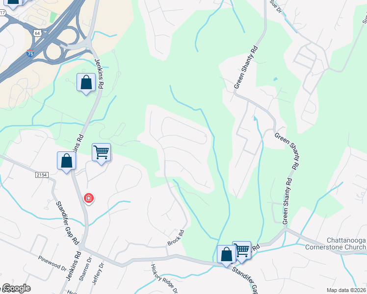 map of restaurants, bars, coffee shops, grocery stores, and more near 7970 Burgundy Circle in Chattanooga