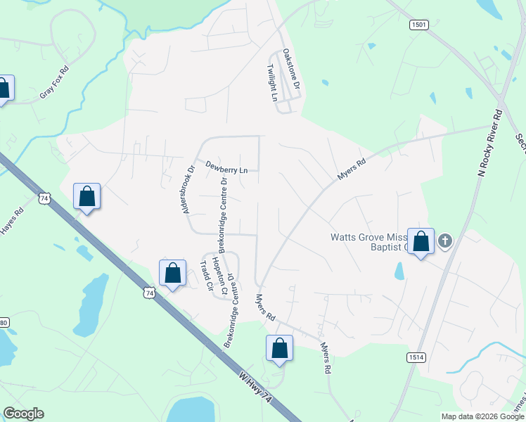map of restaurants, bars, coffee shops, grocery stores, and more near 2924 Rosemeade Drive in Monroe
