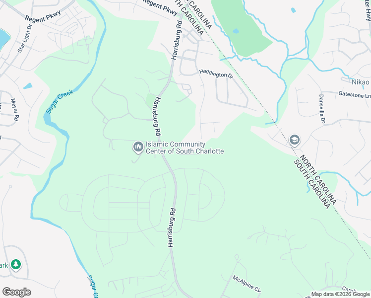 map of restaurants, bars, coffee shops, grocery stores, and more near 11632 Harrisburg Road in Fort Mill