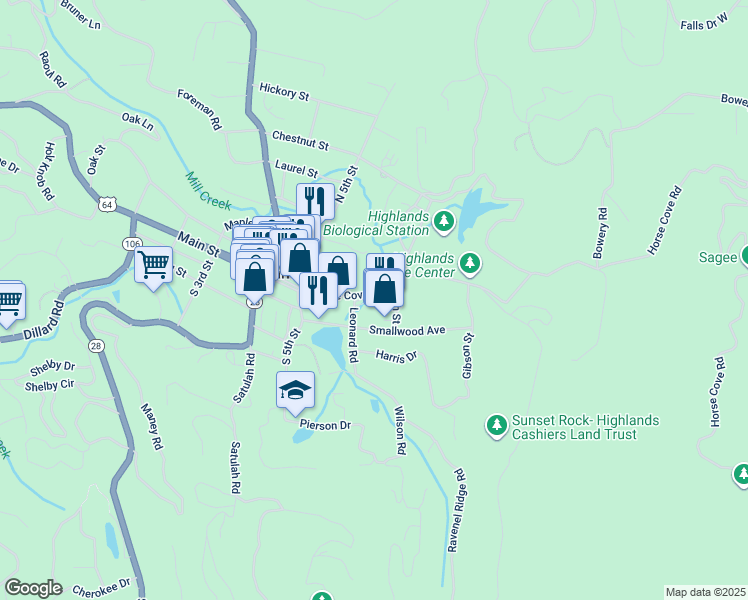 map of restaurants, bars, coffee shops, grocery stores, and more near 500 Main Street in Franklin