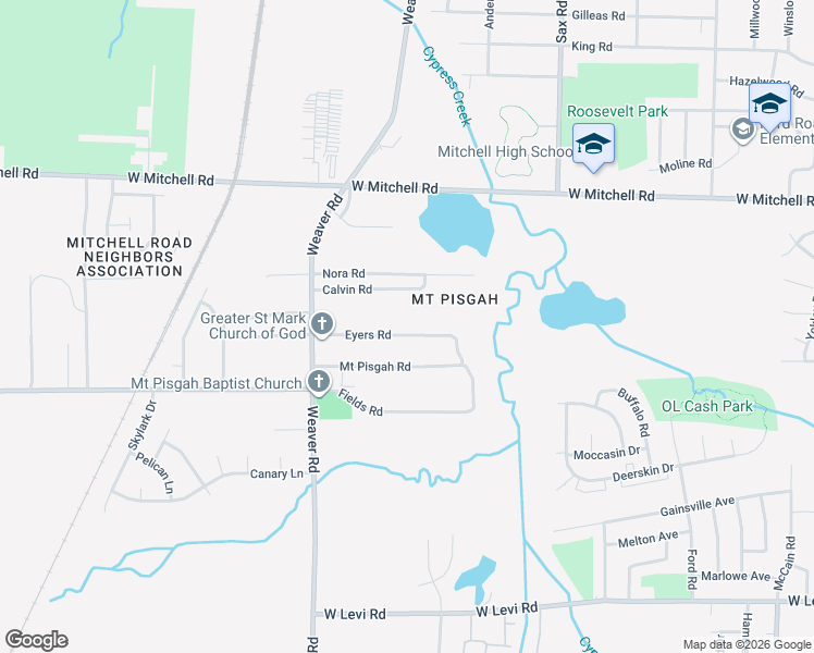map of restaurants, bars, coffee shops, grocery stores, and more near 864 Eyers Road in Memphis