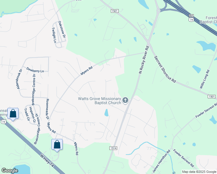 map of restaurants, bars, coffee shops, grocery stores, and more near 4318 Chatterleigh Drive in Monroe
