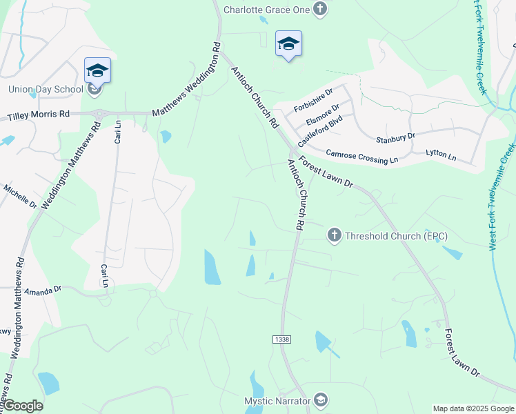 map of restaurants, bars, coffee shops, grocery stores, and more near 201 Enclave Boulevard in Weddington