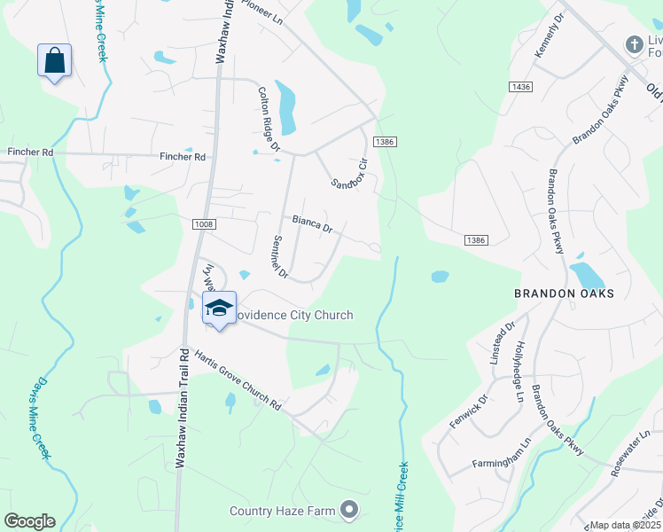 map of restaurants, bars, coffee shops, grocery stores, and more near 5000 Sentinel Drive in Indian Trail