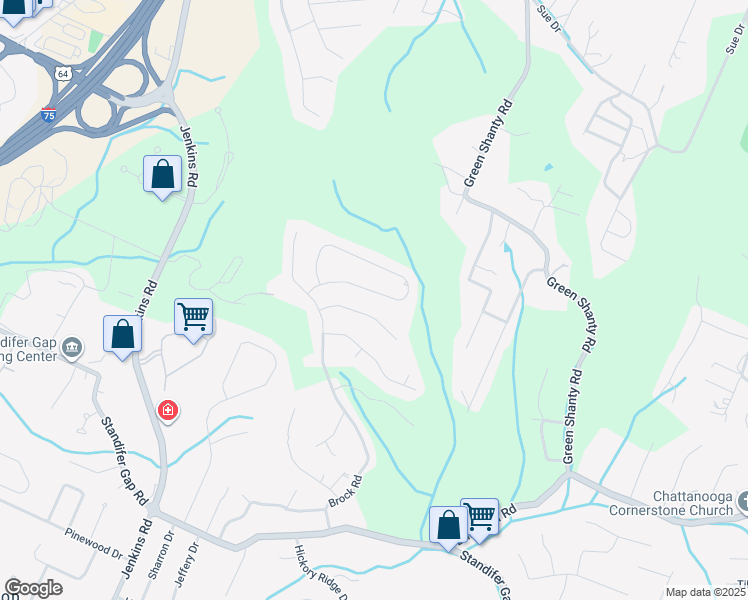 map of restaurants, bars, coffee shops, grocery stores, and more near 7970 Burgundy Circle in Chattanooga
