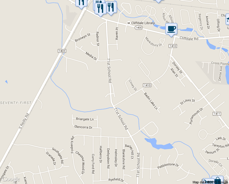 map of restaurants, bars, coffee shops, grocery stores, and more near 1131 Capeharbor Court in Fayetteville