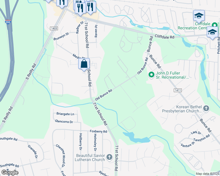 map of restaurants, bars, coffee shops, grocery stores, and more near 618 Covey Drive in Fayetteville