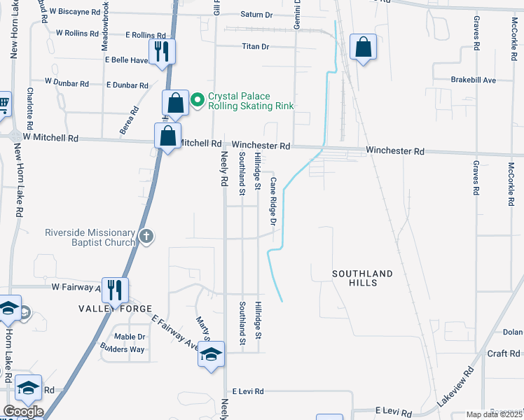 map of restaurants, bars, coffee shops, grocery stores, and more near 3548 Hillridge Street in Memphis