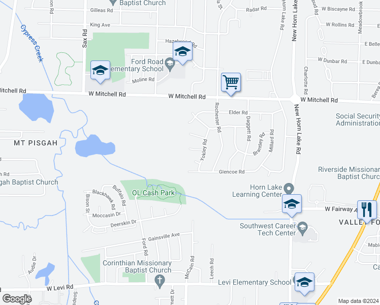 map of restaurants, bars, coffee shops, grocery stores, and more near 413 Fairhope Rd in Memphis