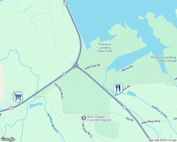 map of restaurants, bars, coffee shops, grocery stores, and more near 85 Tennessee 57 in Pickwick Dam