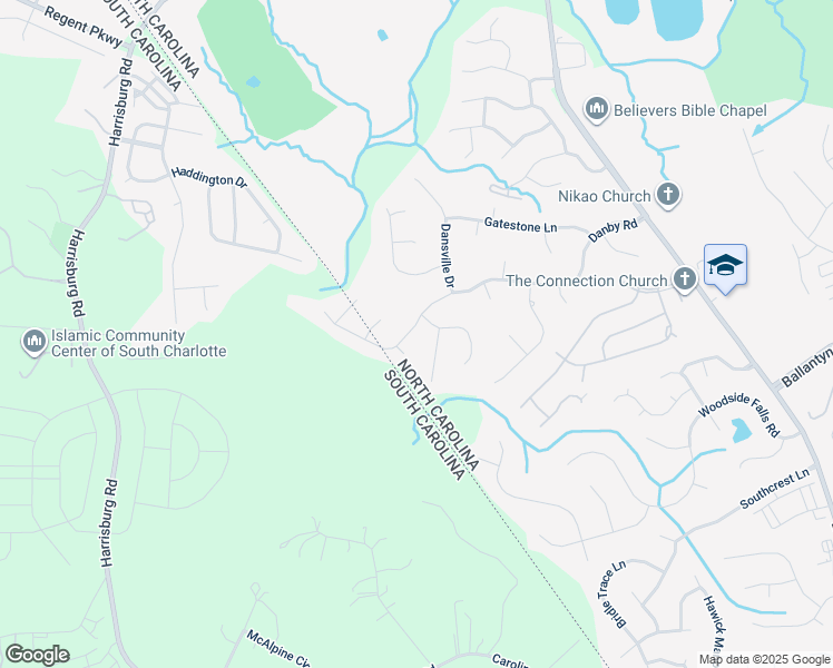map of restaurants, bars, coffee shops, grocery stores, and more near 12613 Danby Road in Pineville